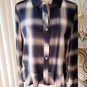 Tommy Hilfiger womens ruffled hem blouse